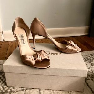 Jimmy Choo Rose Gold Kitty Peep Toe Pump size 9US